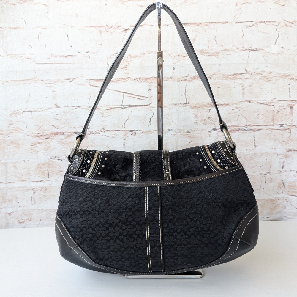 Coach Vintage Soho Black Signature C Canvas & Patchwork Shoulder Bag - Picture 6 of 16